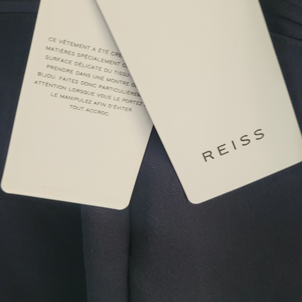 Reiss Margot Metallic & Satin Jumpsuit Navy Size 8 US NWT - Picture 13 of 14